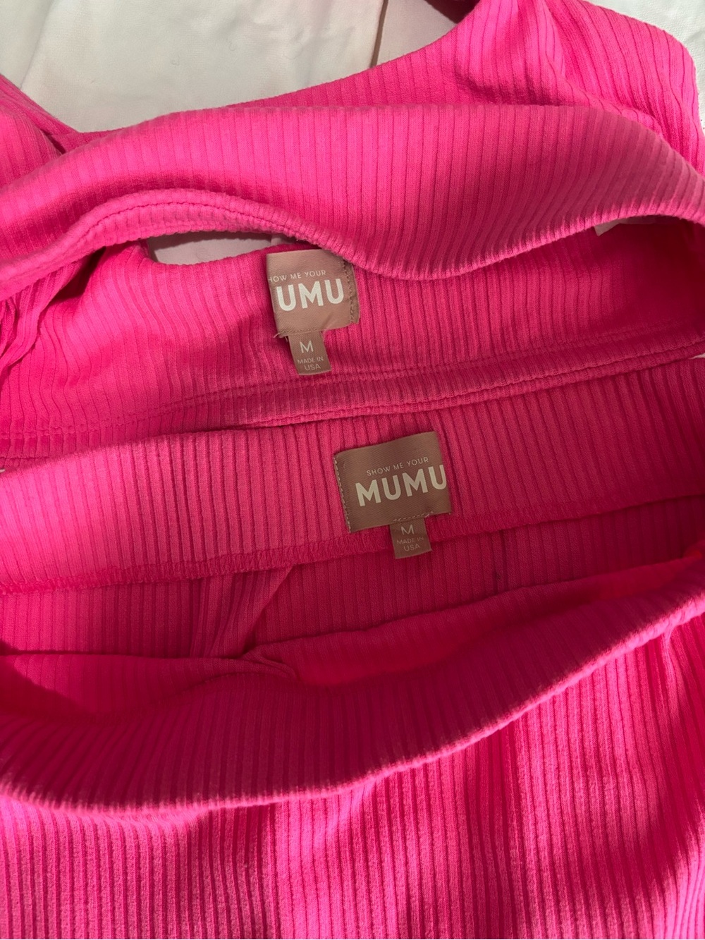 Show Me Your Mumu Ribbed Two-Piece Set in Hot Pink - Picture 4 of 5